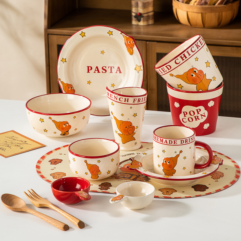Cute Bowl Set for Home Use, Star-Shaped Tableware, Individual Breakfast Plate, Gift Box, Bowl and Plate Set, Children's Tableware