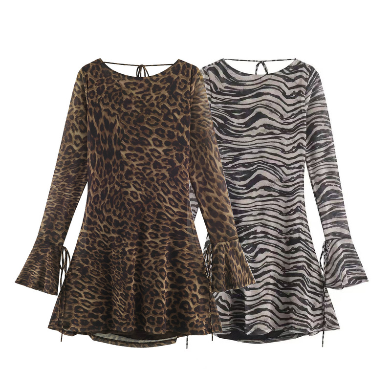 Export order! 2026 summer new animal print silk mesh dress 5039846