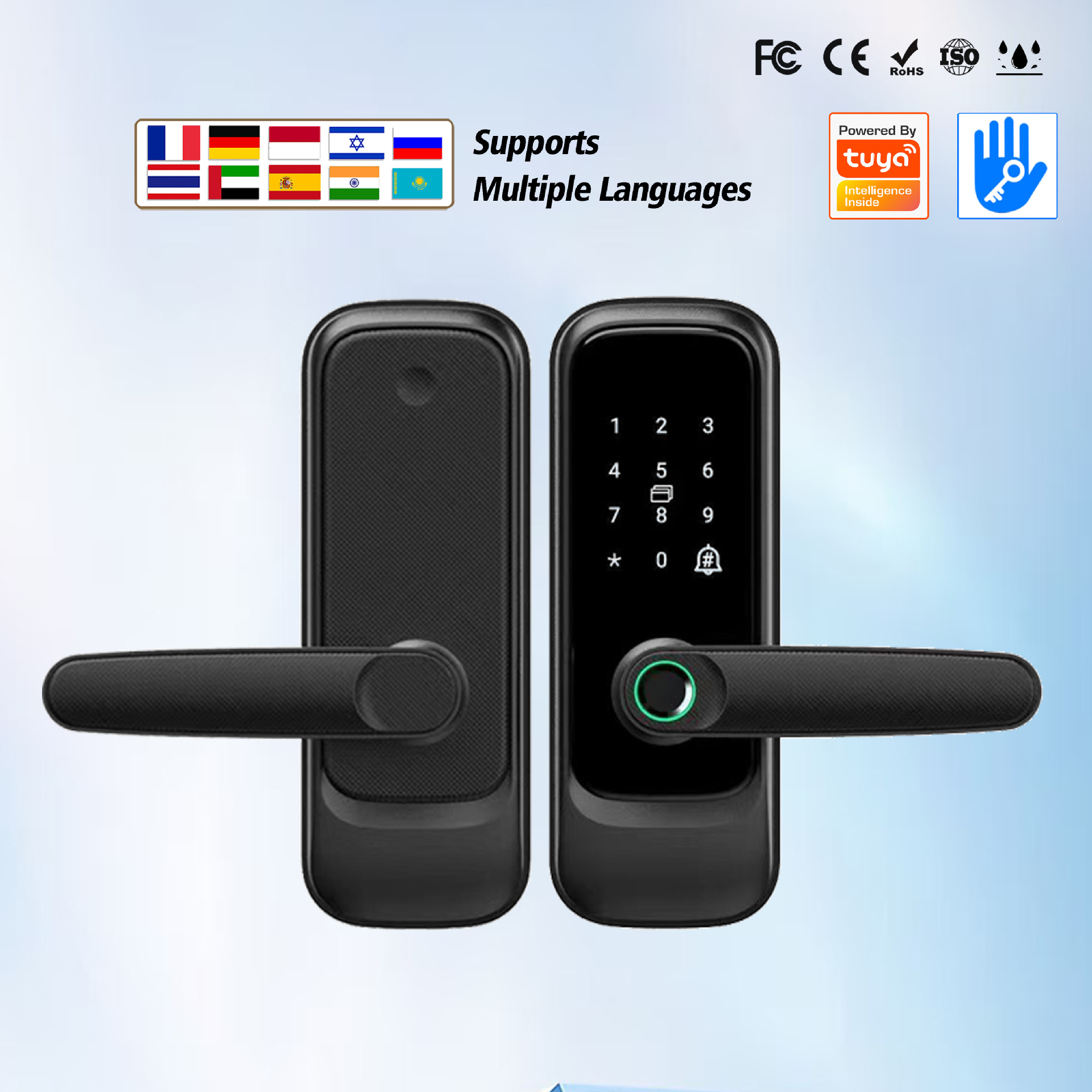 小型密码锁涂鸦指纹感应灯Alexa语音控制智能锁加拿大远程电子锁