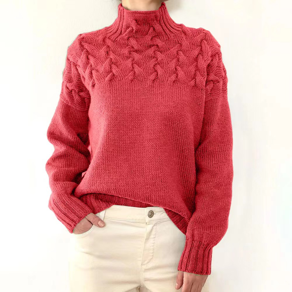Pull tricoté à manches longues et col haut pour homme et femme, vêtement d'automne et d'hiver_voghion.com