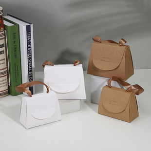 Korean Creative Kraft Paper Gift Box small size Handbag Gift Bag Handbag Paper Folding Gift Box Sugar Box Packaging