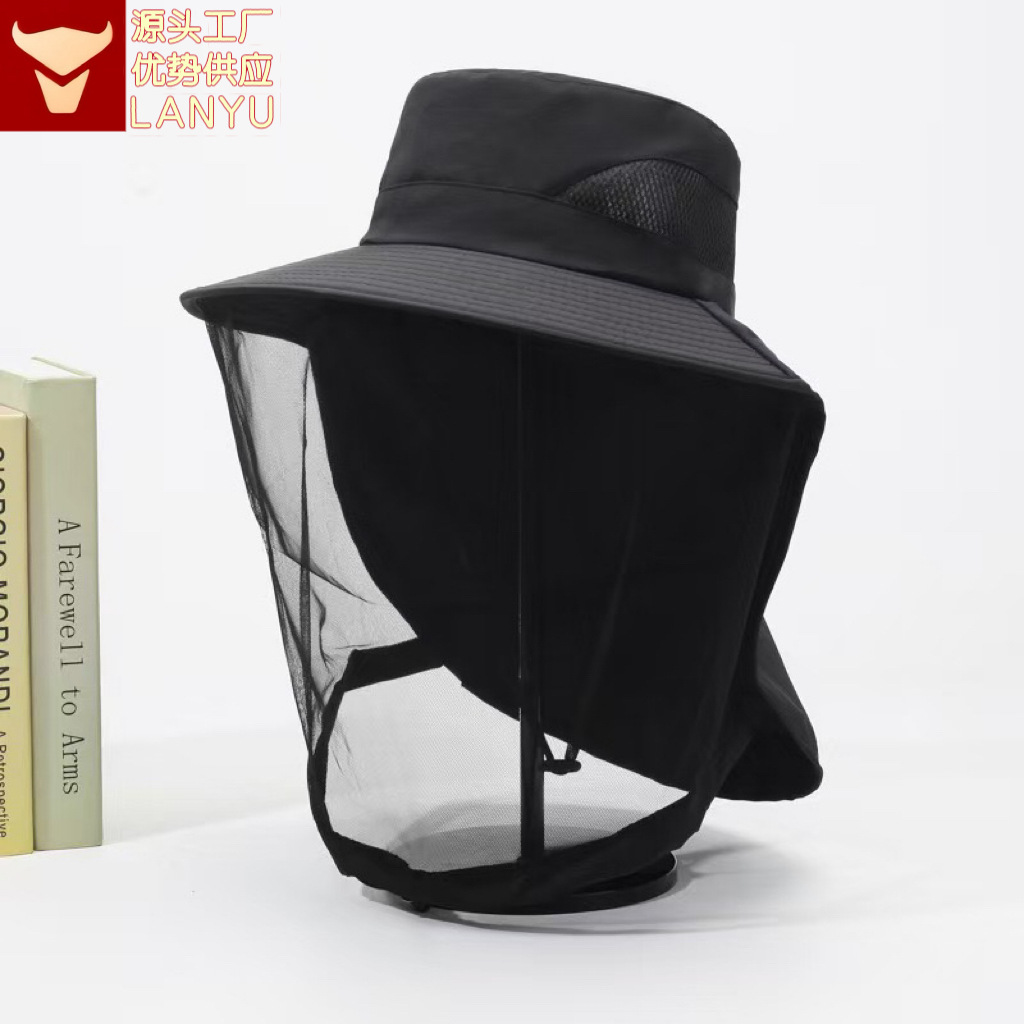 户外防蚊帽男女钓鱼帽透气网纱面罩遮脸防晒夜钓防蜜蜂防虫养蜂帽