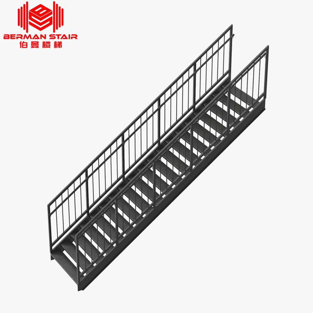 室外工业区户外楼梯不锈钢304楼梯防滑花钢纹踏步室外阳台楼梯