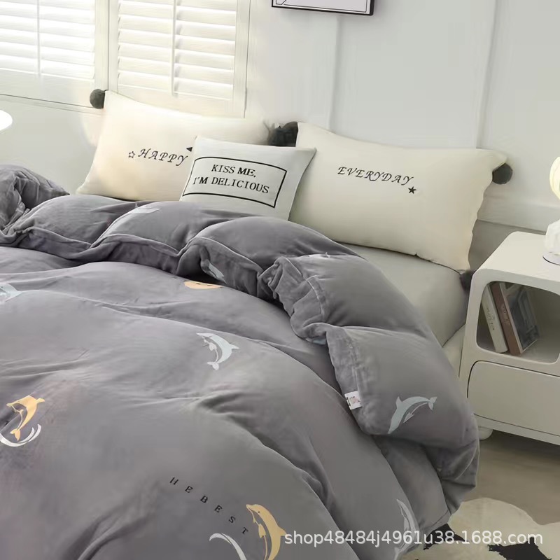 Flange edredón más edredón cubierta doble una sola pieza de lana de coral de doble cara de lana de invierno