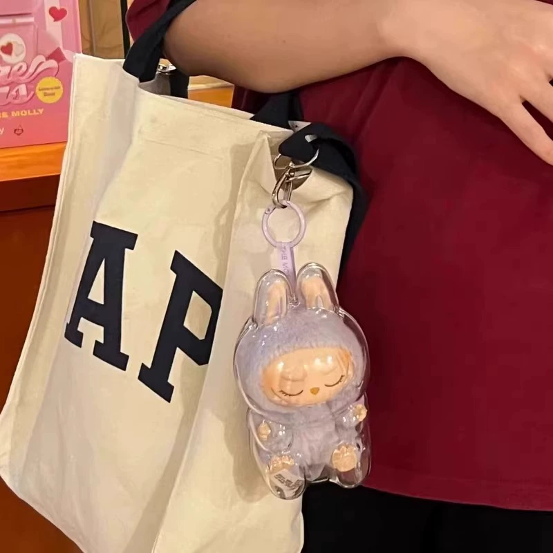 Защитный чехол из акрила Labubu подходит для прозрачного защитного чехла для виниловых макарон Labubu Sitting Party.