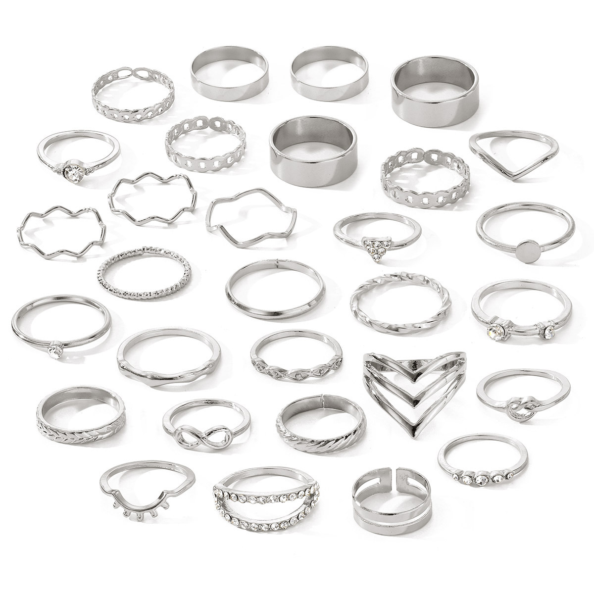 43g Weight Rings Classification 1 Set Quantity Holiday, Daily Occasion Alloy Material Waves, Heart Shape Pattern Women's Gender Plating Design Simple Style, Classic Style Style Simple Style Classic Style Waves Heart Shape Alloy Plating Women's Rings 8