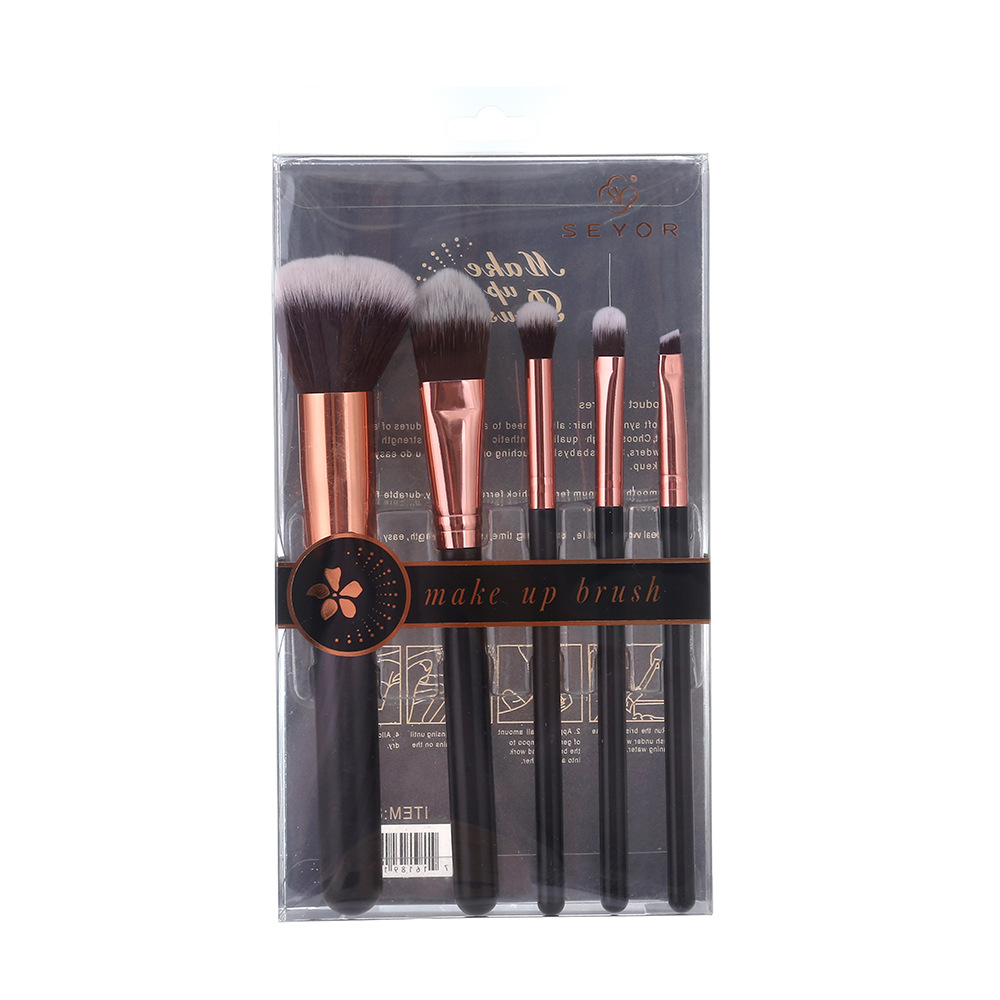 5 conjuntos de cepillo - negro (envasado en PVC)