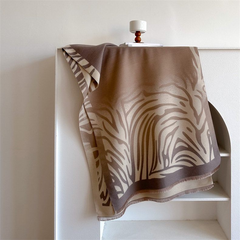 Autumn and Winter I mitation Cashmere Graffiti Wool Scarf Zebra Pattern Long Dual-purpose Air Conditioning Shawl Warm_voghion.com