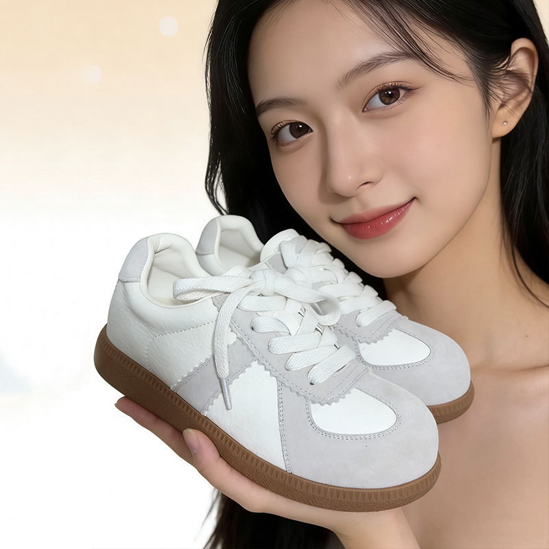 Genuine Leather Casual Sports Shoes, German Training Shoes, Women's Sneakers, Spring Lace-Up Soft-Soled Lightweight Breathable White Shoes, Versatile Shoes for Women Genuine Leather Casual Sports Shoes, German Training Shoes, Women's Sneakers, Spring Lace-Up Soft-Soled Lightweight Breathable White Shoes, Versatile Shoes for Women