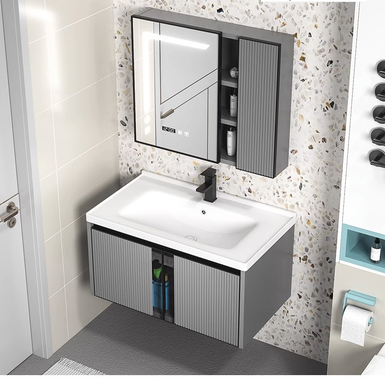 De aleación de aluminio gabinete de baño combinación simple baño Roca placa lavabo gabinete lavabo integrado cerámica mesa de lavado
