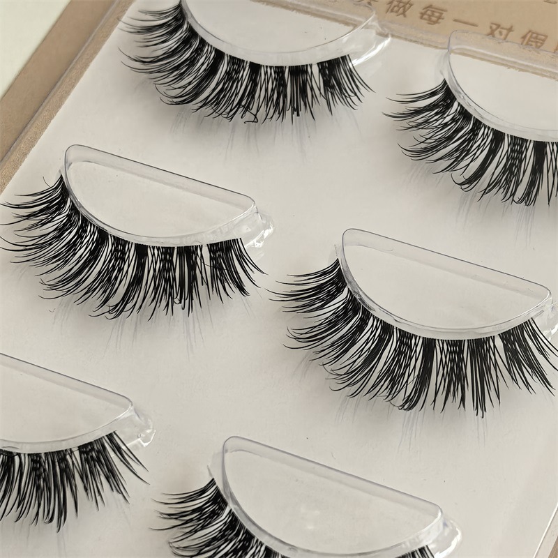 Ai Mo Pestañas postizas nuevas europeas y americanas, simulación gruesa, rizada, pelaje de varios niveles, tallo 3d esponjoso, hilo de seda fino, tallo transparente