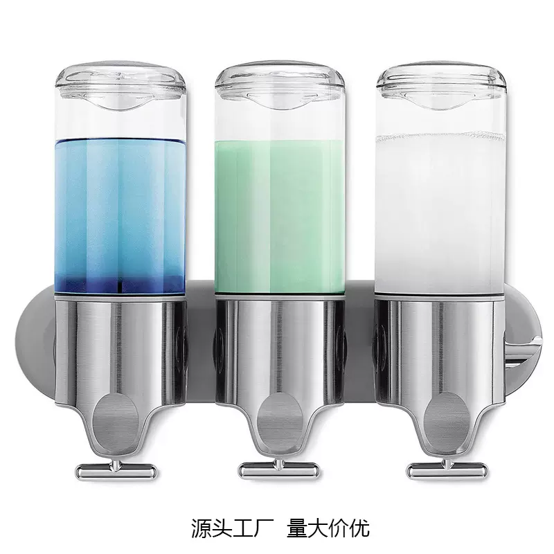 手动拉杆皂液器洗手液盒酒店宾馆家用免打孔壁挂式透明沐浴露瓶