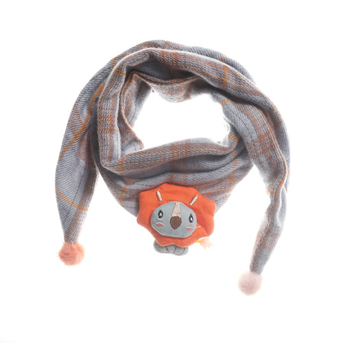 Autumn and Winter Triangle Scarves for Boys and Girls, Children's Knit Scarves, Soft and Warm Grid Square Scarves, Comfortable Kindergarten Neck Scarves