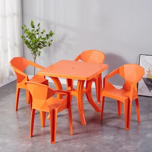 Thickened Plastic Dining Table and Chair Combination Beach Round Table Square Table Outdoor Barbecue Stall Night Market Dining Table Stool Food Stall Table
