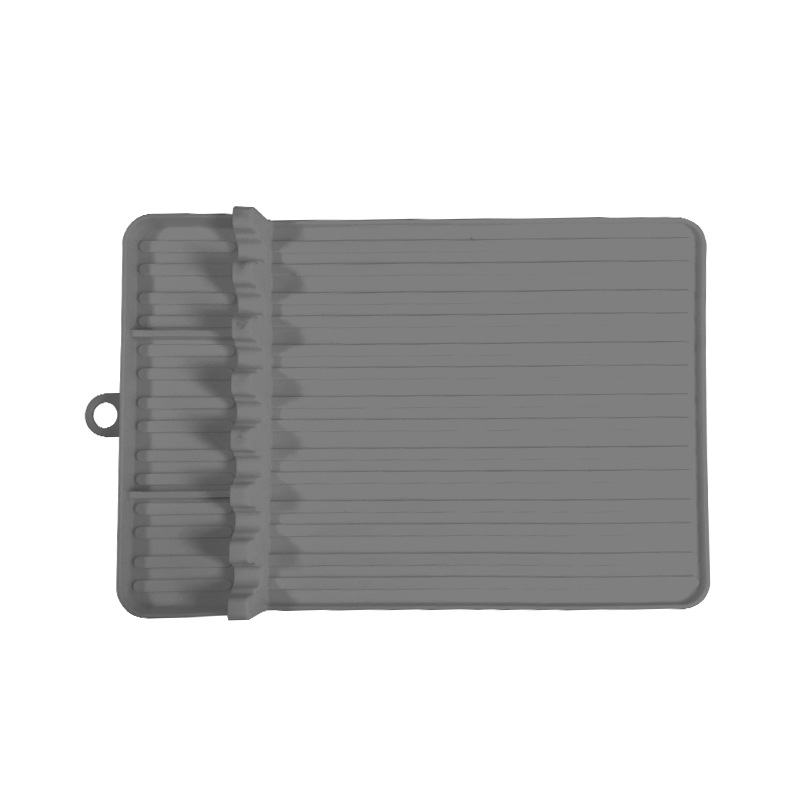 (회색) 오븐 도구 매트(걸이 구멍이 있는 직사각형 세로 줄무늬)