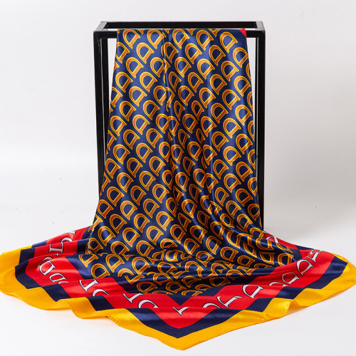 Satin imitation silk scarf autumn and winter new artistic pattern large square scarf extra large super soft women's scarf wholesale
