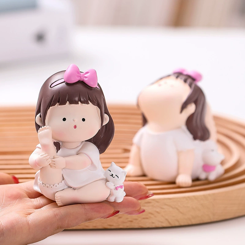 Милая Девушка Йоги Настольные Маленькие Украшения Творческий Мультфильм Девушка Сердце Кукла Ремесла Из Смолы Домашние Украшения