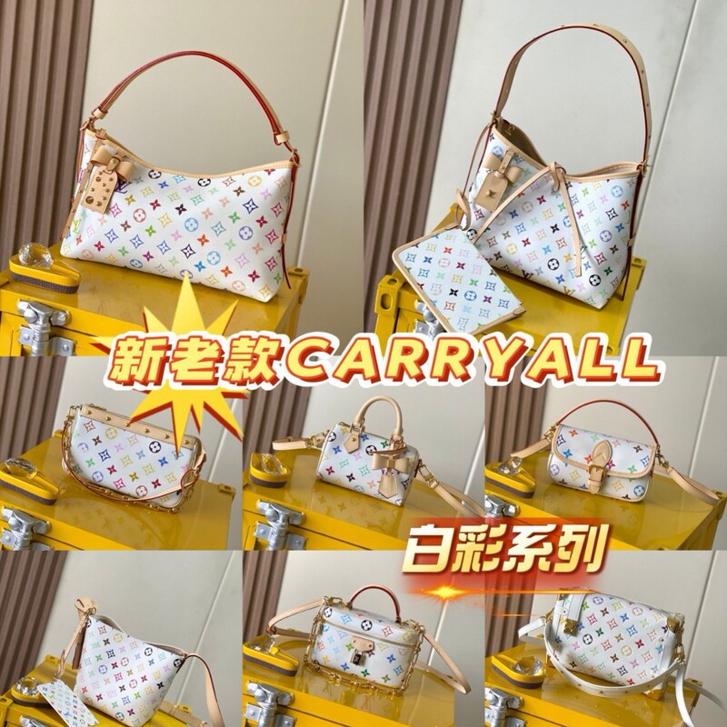 Louis Vuitton White Three-Color Carryall Baguette Bag Speedy Nano Pillow Bag Allinbb Bucket Tote Bag for Women