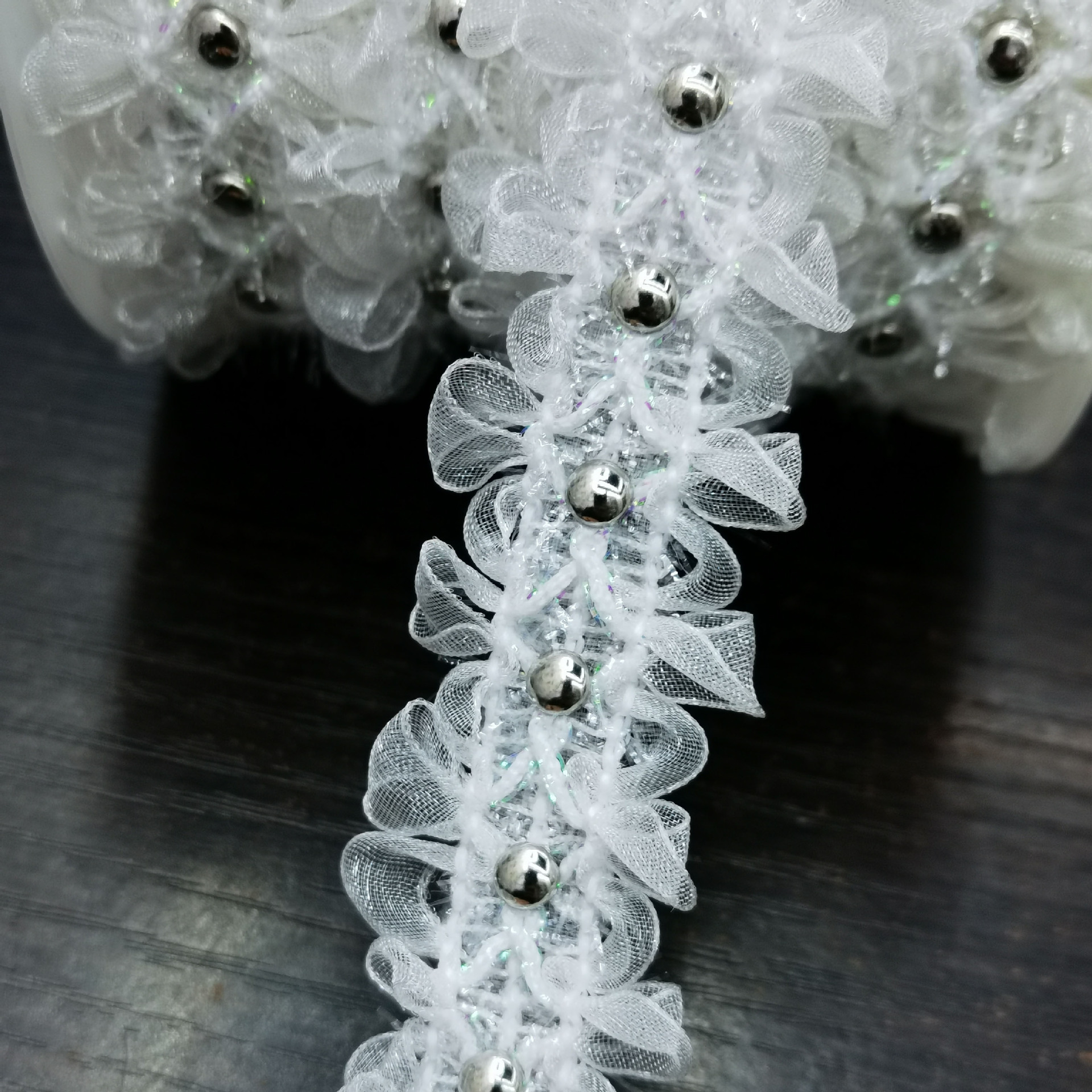 纱带编织花边铆钉 DIY涤纶蕾丝花边饰品辅料鞋帽服饰花边织带