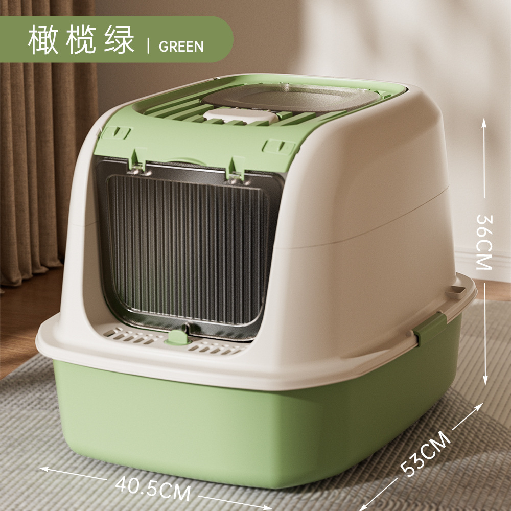 Basina de arena para gatos super grande totalmente cerrada antiolor antiespiración exterior inodoro para gatos, cubrir la cubierta para gatos pequeños, batería de artículos para mascotas