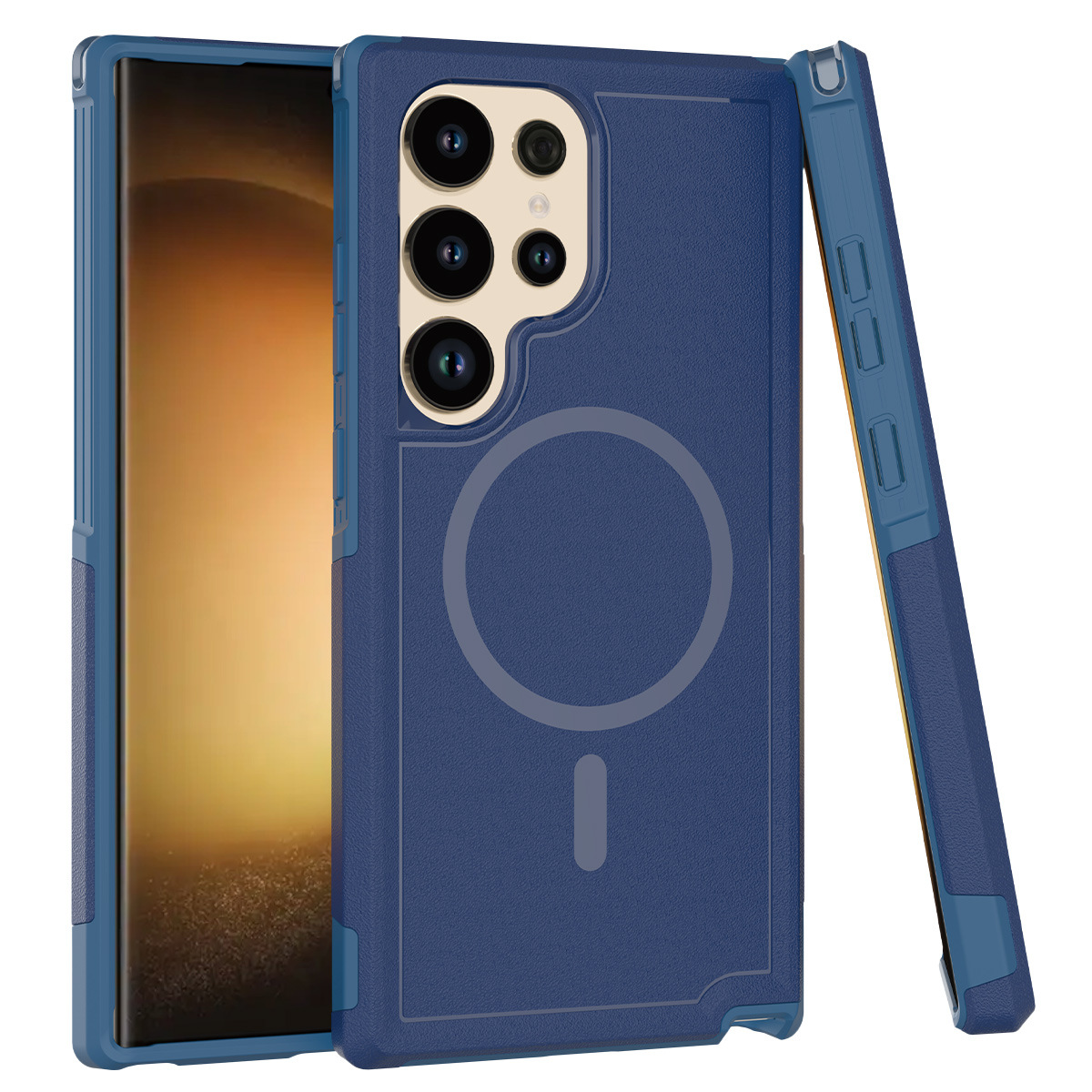 Punto aplicable Samsung S24 Ultra 2 en 1 funda para teléfono móvil con armadura Magsafe funda anticaída magnética SAM