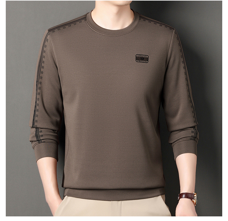 New Plush and Thick Long Sleeved T-shirt for Men with Round Neck Base, Trendy and Versatile Top_voghion.com
