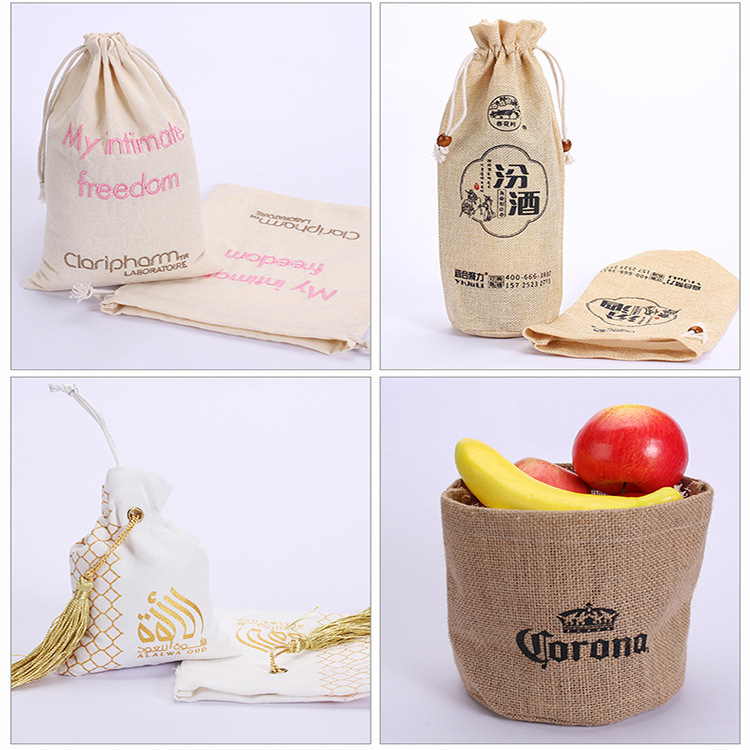 厂家批发各种坚果手提麻布袋水果食品包装棉麻布袋束口袋环保