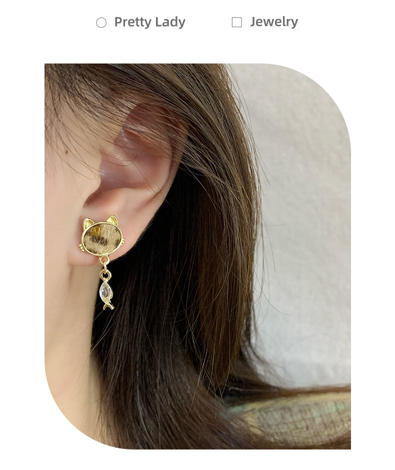 1 Par Elegante Señora Dulce Gato Aleación Pendientes display picture 6