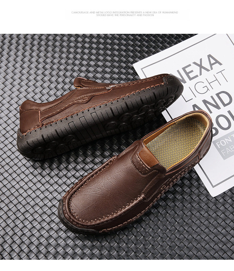 Giày lười nam da tổng hợp mũi tròn đế bằng, giày slip-on cỡ lớn may chỉ thủ công — 9918 Màu đen, 9918 nâu nhạt, 9918 nâu đậm chi tiết 23