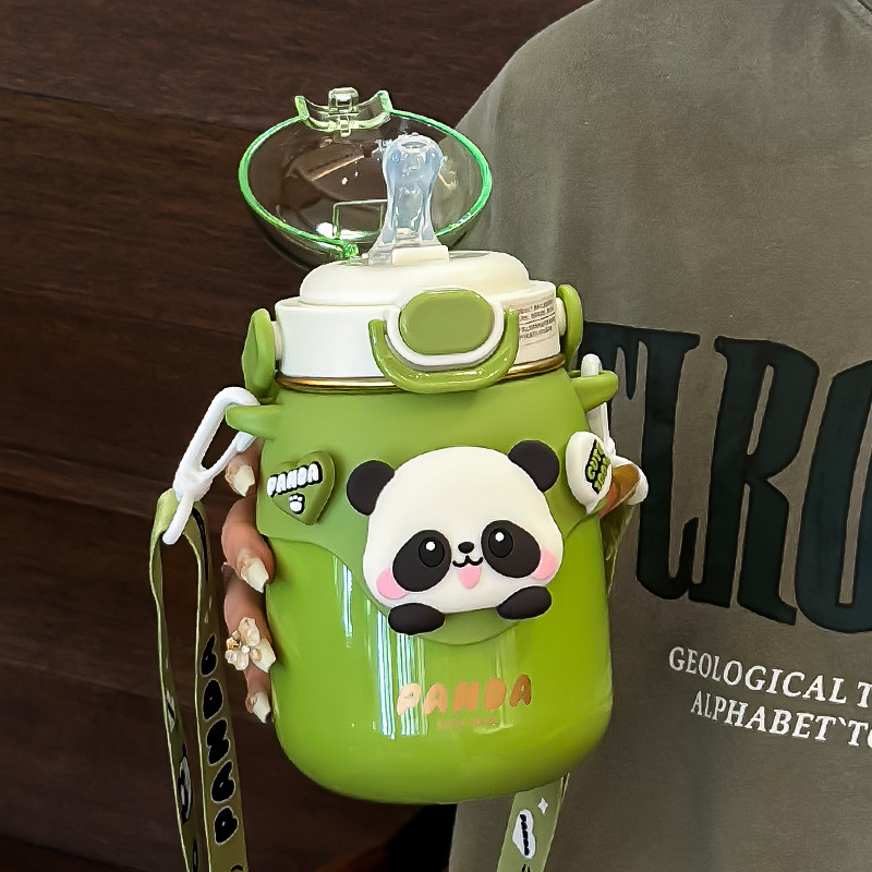 Panda taza de calor taza de agua para niños para la escuela hervidor de agua especial 2024 nuevo verano frío hielo taza de barriga para niños