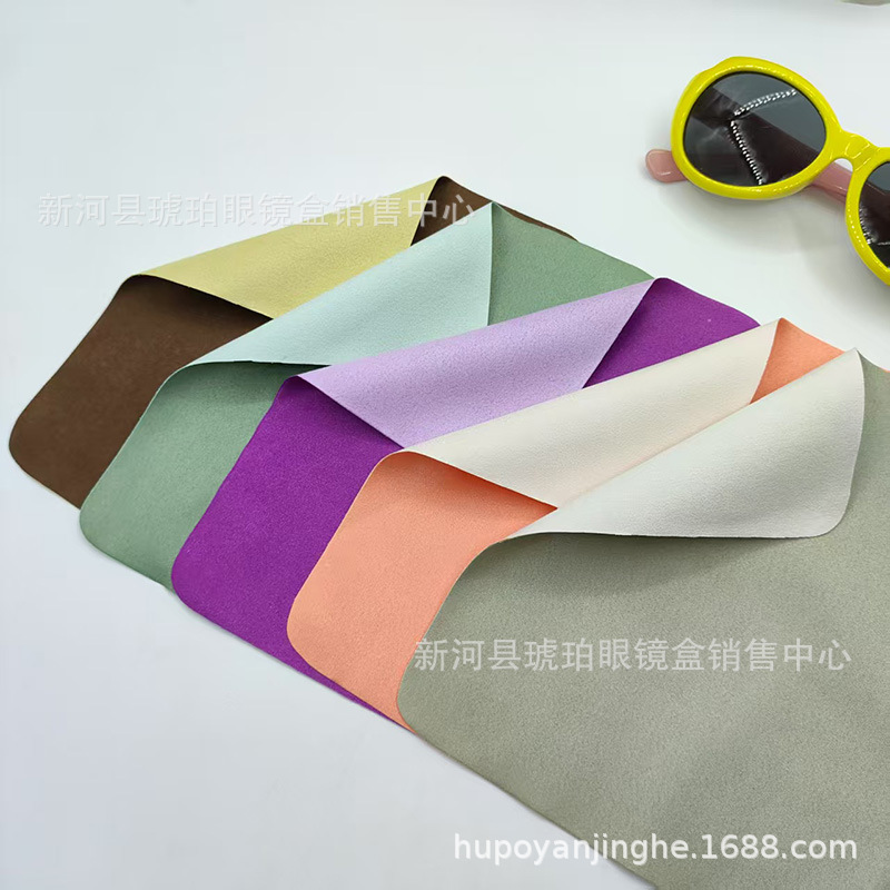 Fabricante de gafas de vello bicolor limpia lente de teléfono celular relojes de joyería seda isla tela limpia se puede imprimir LOGO