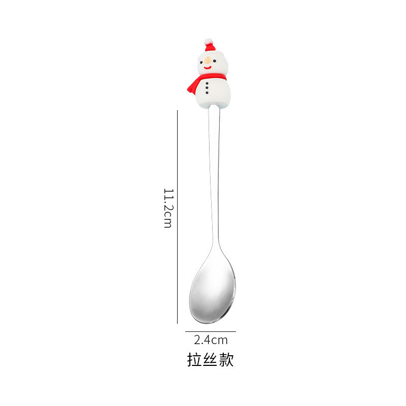 国境を越えたスプーンフォークセットクリスマス雰囲気感食器金色コーヒースプーン甘いスプーンステンレス人形クリスマス|undefined