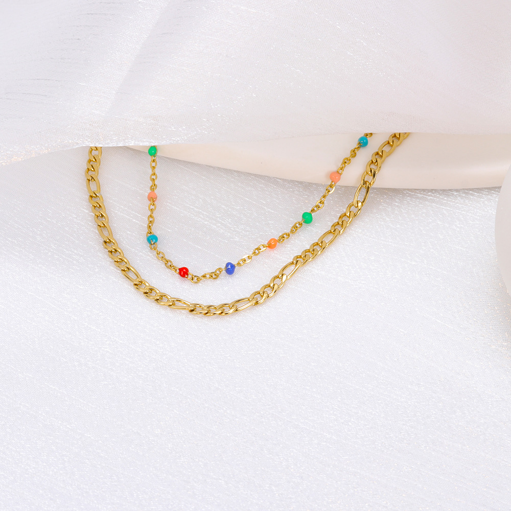 Simple Style Geometric Titanium Steel Plating Layered Necklaces 1 Piece