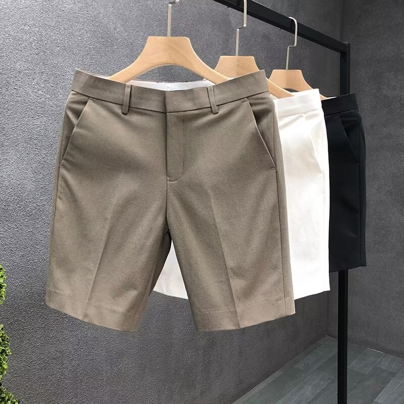 Casual Four-point Five-point Pants Men's Dosing Summer Thin Ice Silk Suit Shorts Men's Loose Pants Men's Straight White