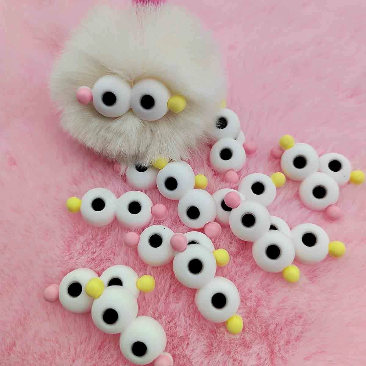 Cartoon plush doll from soft rubber, handle, DIY
