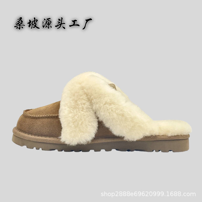 Henan Sanpo women's snow boots, Loria plush half-slippers, sheepskin wool integrated, warm and comfortable furry slippers Henan Sanpo women's snow boots, Loria plush half-slippers, sheepskin wool integrated, warm and comfortable furry slippers