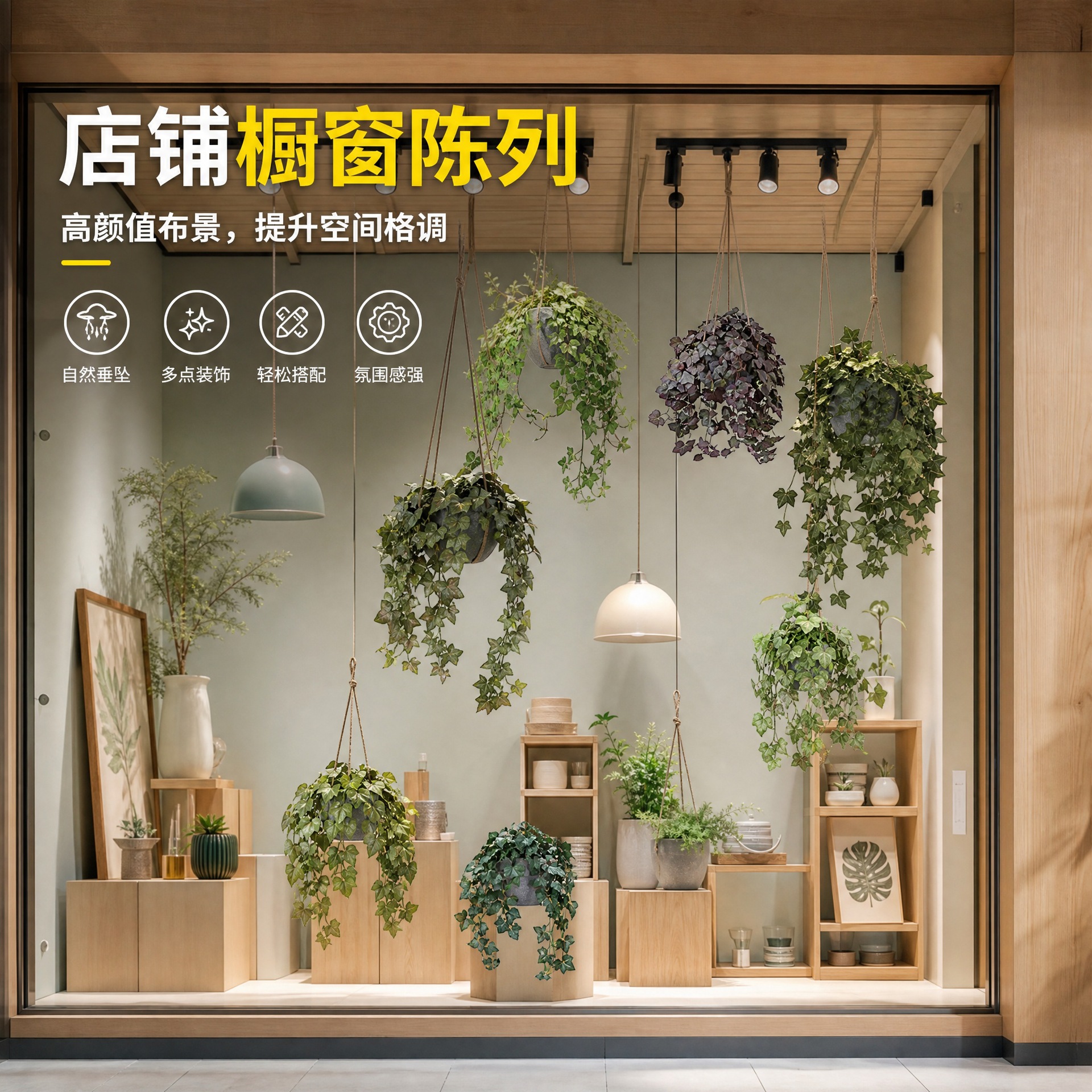 Combinación creativa de cestas colgantes de plantas artificiales de goma suave para techo, plantas y flores artificiales transfronterizas para decoración de interiores de restaurantes y hoteles.