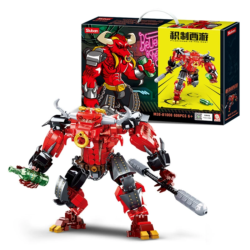 Совместимо с конструктором Lego Small Grain Journey to the West Series Mecha Building Blocks Boy Plugs с моделью быка-демона Сунь Укуна Чжу Бацзе