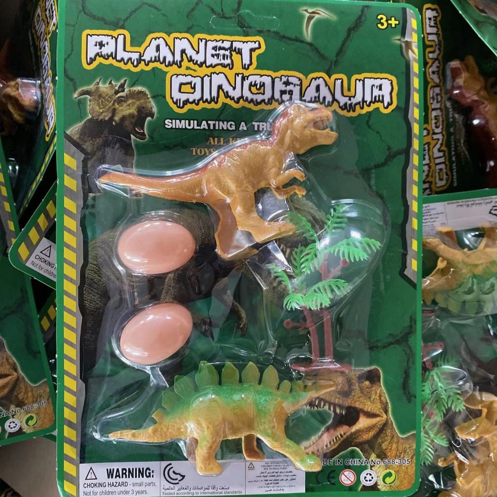 Fabricante de juguete puesto 2 yuanes dinosaurio plástico modelo de juguete de simulación de dinosaurio animal anillo de juguete al por mayor