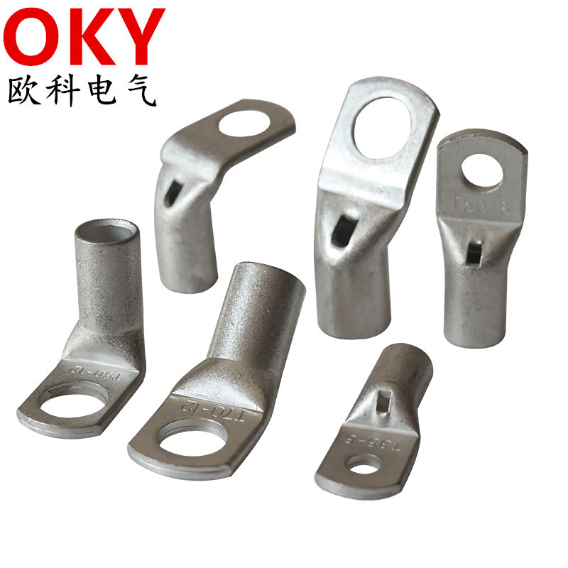 T型折弯45度角紫铜管端子大电流端头新能源电缆接头窥口线耳厂家