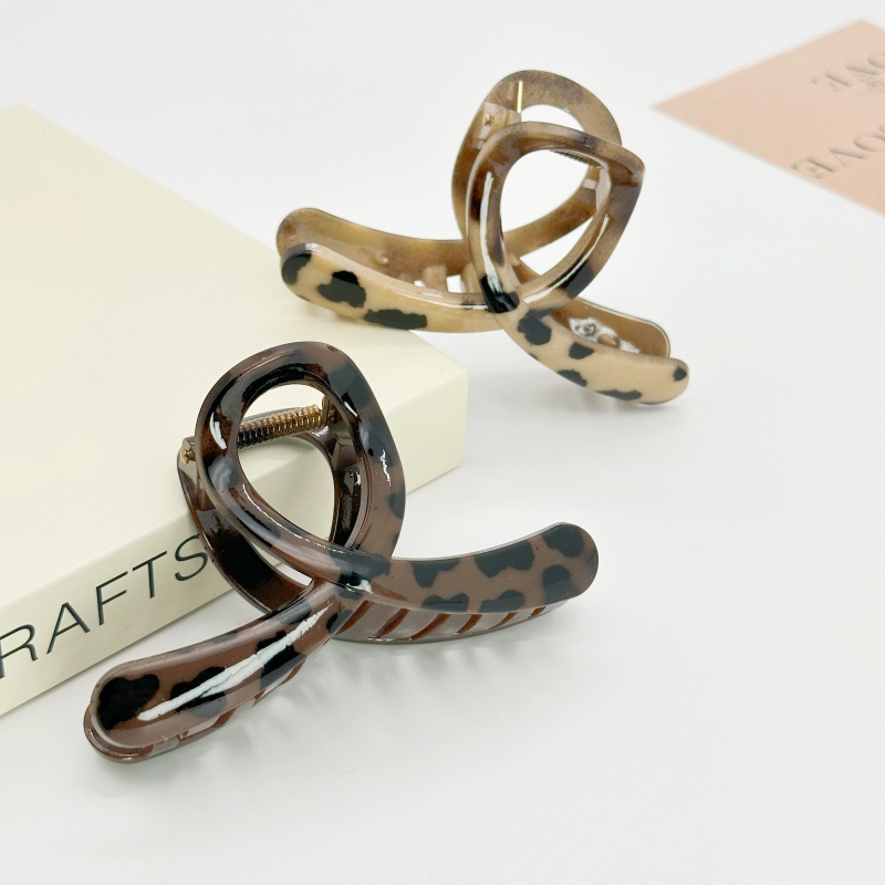 Pinza de Garra Cruzada con Estampado de Leopardo Grande Plástico para Mujeres image 16