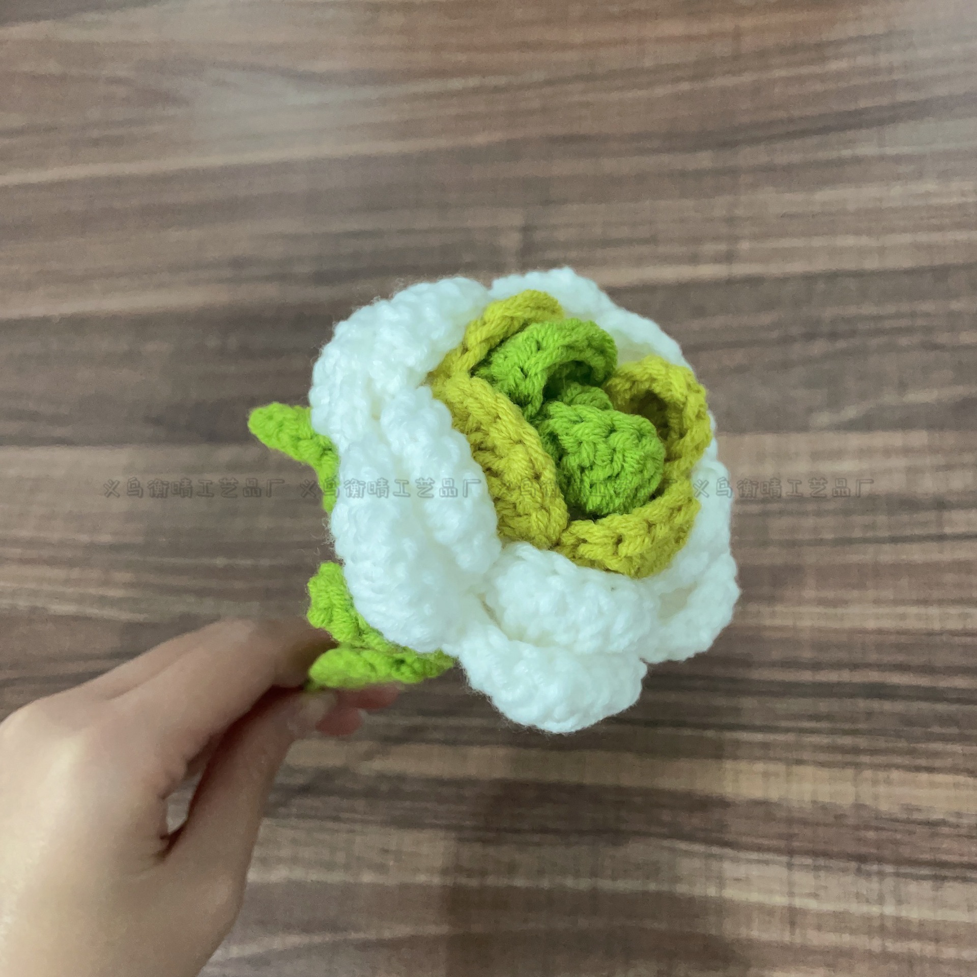 Lily tejido a mano acabado rosa Lily Tulip flor artificial lana ramo regalo