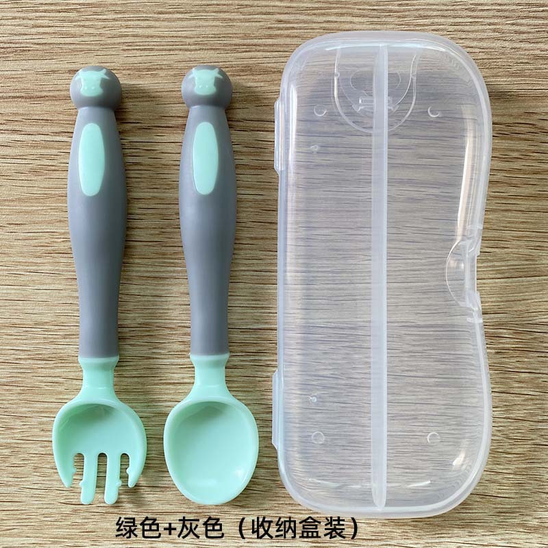 민트 그린 그레이 포크와 스푼 [박스 세트 포함]