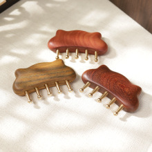 金丝檀铜齿猫耳按摩梳头皮头疗养生经络按摩梳五爪木质按摩梳子