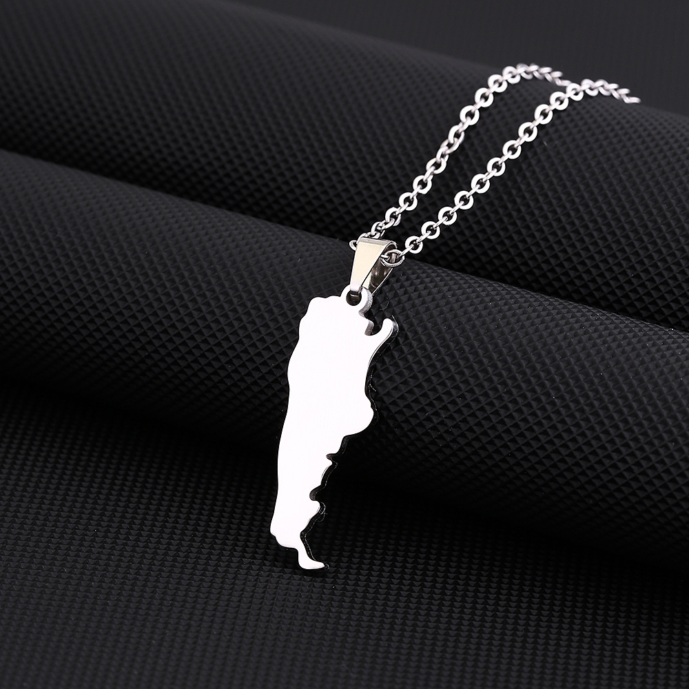 Casual Ethnic Style Map Titanium Steel Plating Hollow Out 18K Gold Plated Pendant Necklace Long Necklace_colorza_5