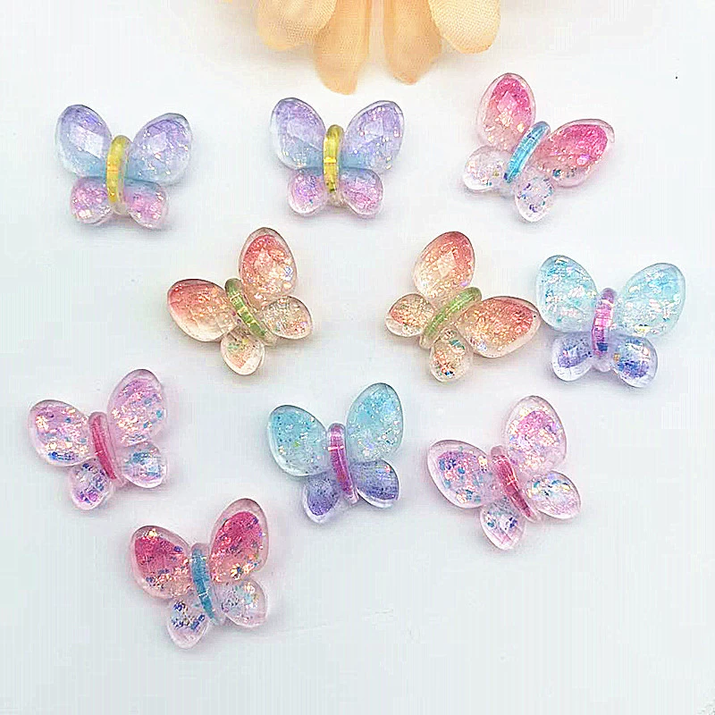 Градиентный цвет Бабочка Смола Аксессуары с высокой прозрачной блесткой, режущую поверхность DIY аксессуары для волос ручной работы ювелирные изделия