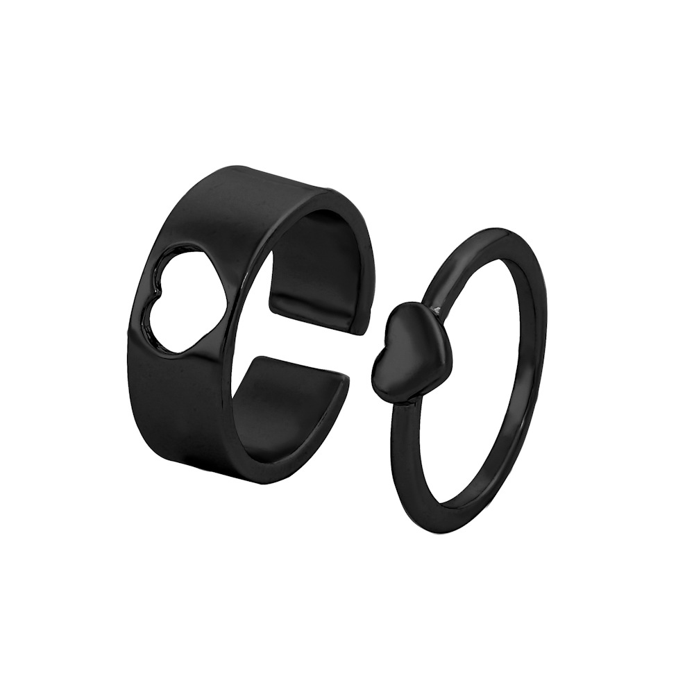 Wholesale Jewelry Alloy Hollow Heart Ring 2 Piece Set Nihaojewelry