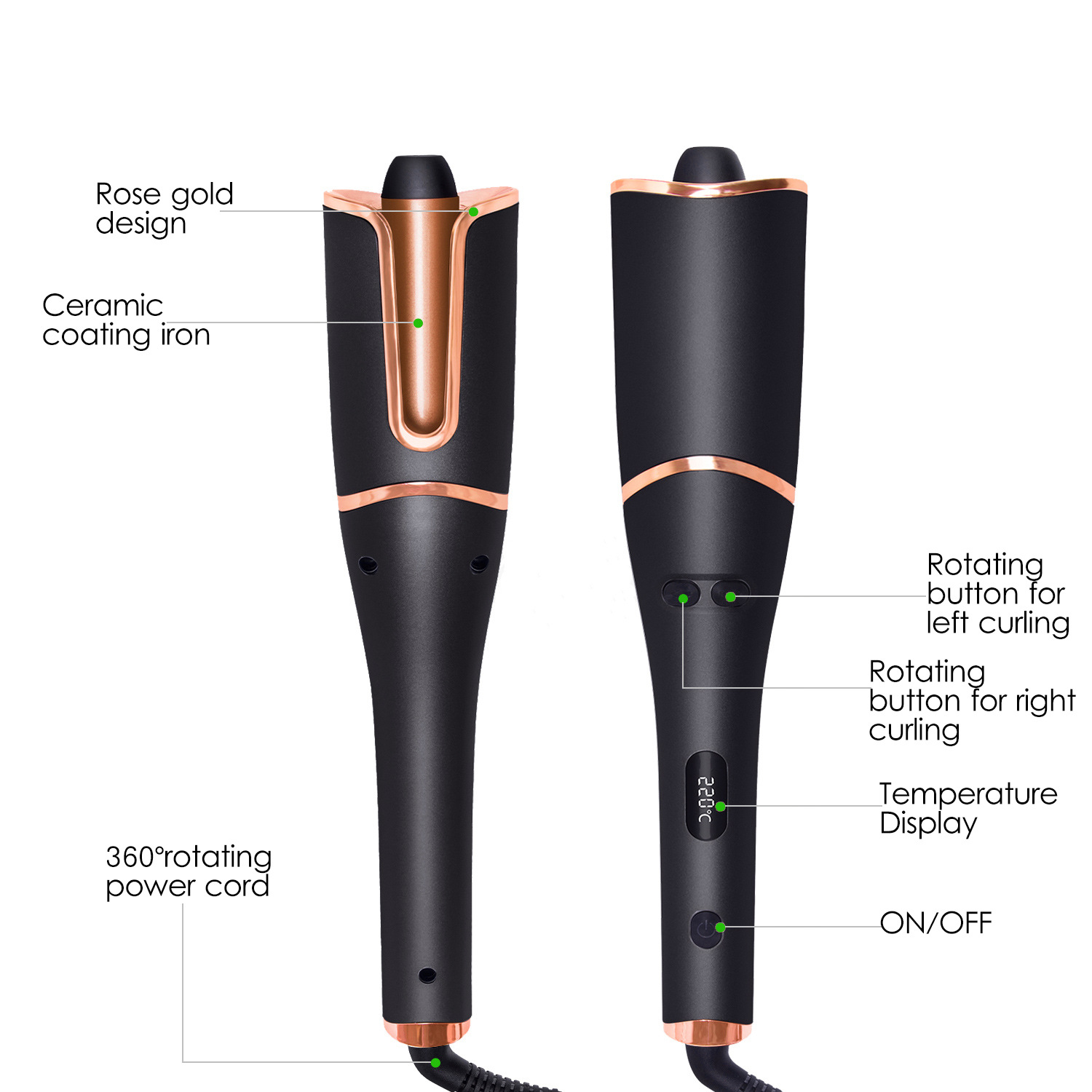 Automatisk u-formad locktång för vått och torrt hår styling_voghion.com