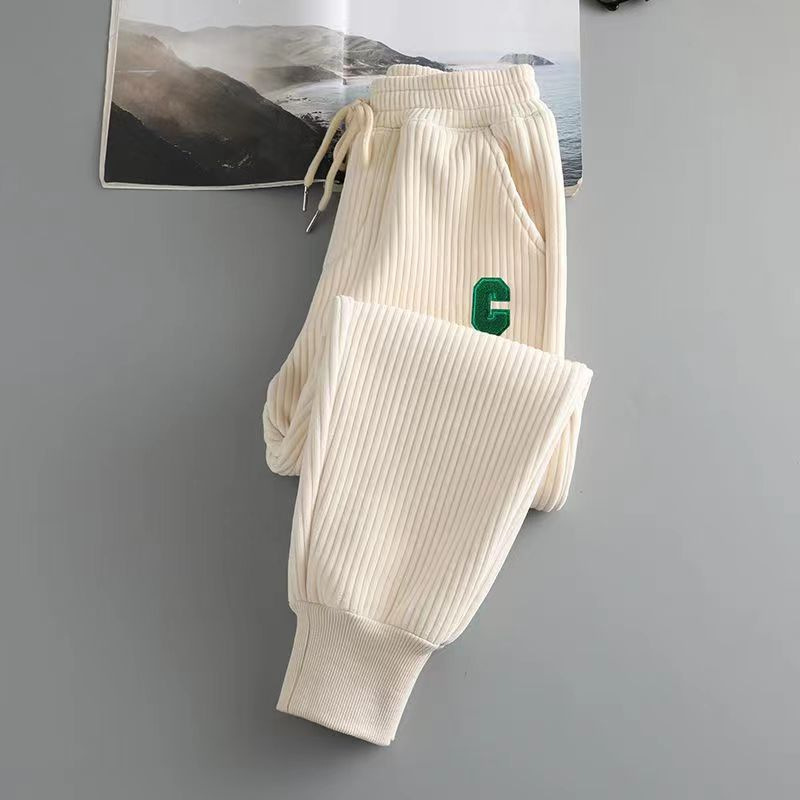 Women's Harem Pants Fleece Lined Thickened Casual Jogger Trousers_voghion.com