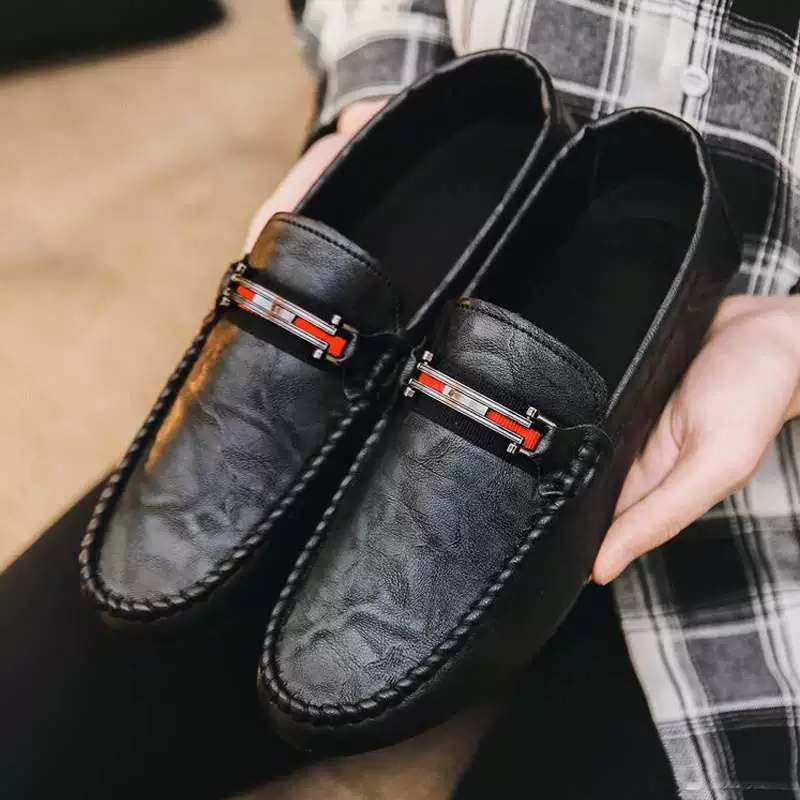 Обувь Doudou, мужская модная обувь в корейском стиле, весна 2025, дышащая повседневная кожаная обувь, туфли для вождения на одной ноге, социальная обувь